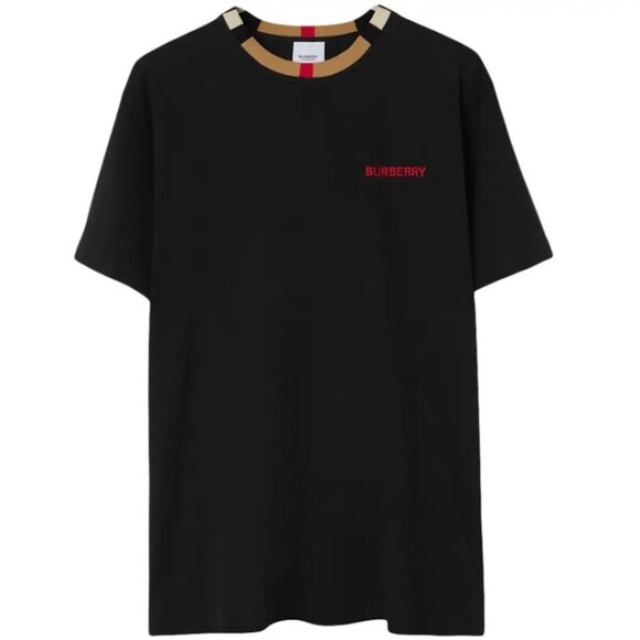 Burberry Men’s Jayson Icon Stripe Crewneck T-Shirt Black M - Picture 1 of 9